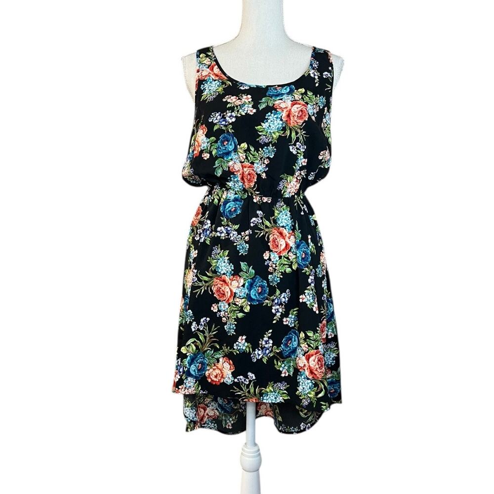 Ambiance apparel black floral Sundress mini spring sleeveless feminine